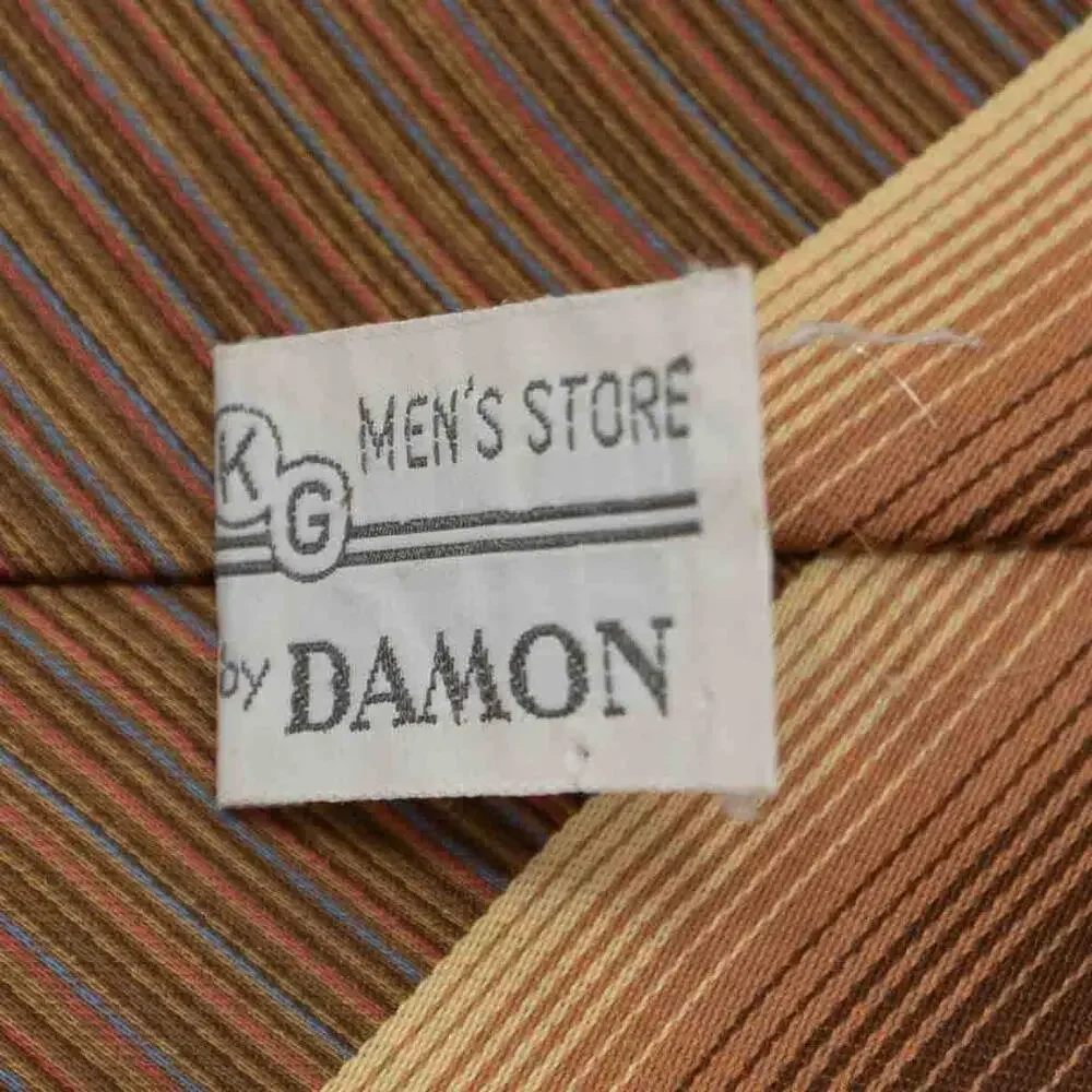 Damon Vintage Retro Brown Striped 60's 70's Necktie Neck Tie